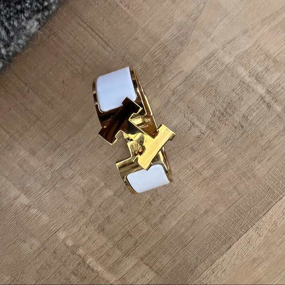 White & gold Hermés large Clic H bracelet - authentic!! Size pm - Picture 7 of 8